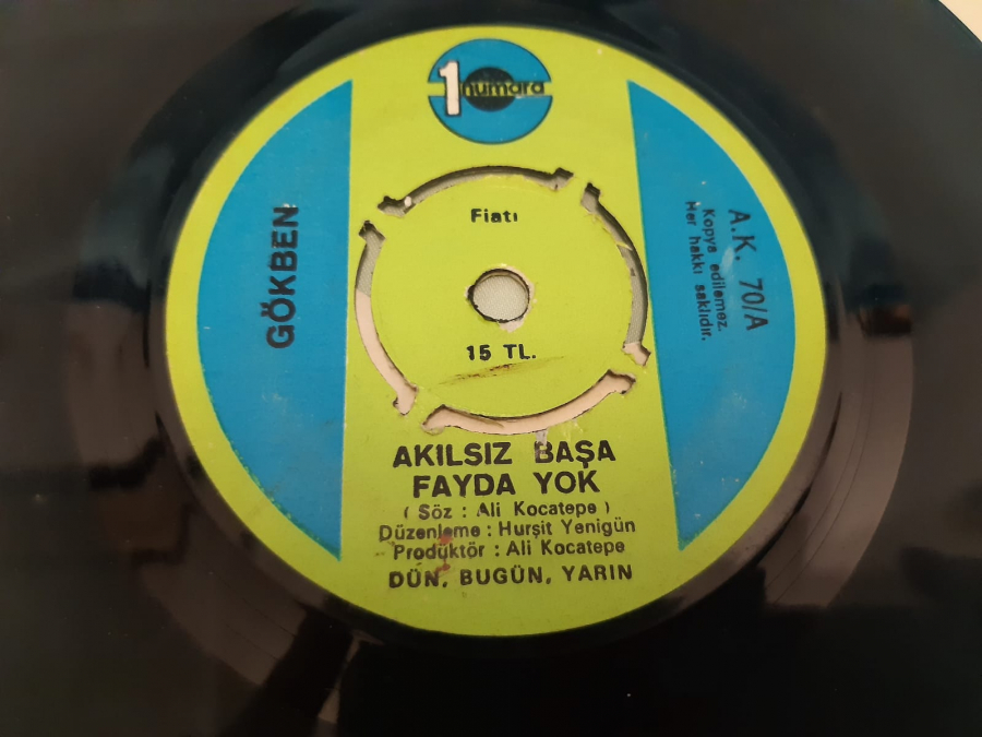 GÖKBEN AKILSIZ BAŞA FAYDA YOK , ÇOK MU GÖRDÜN 45 LİK YERLİ PLAK 