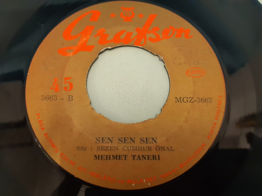 GRAFSON PLAK MEHMET TANERİ SEN SEN SEN , BU SON GECEMİZ 45 LİK YERLİ PLAK 