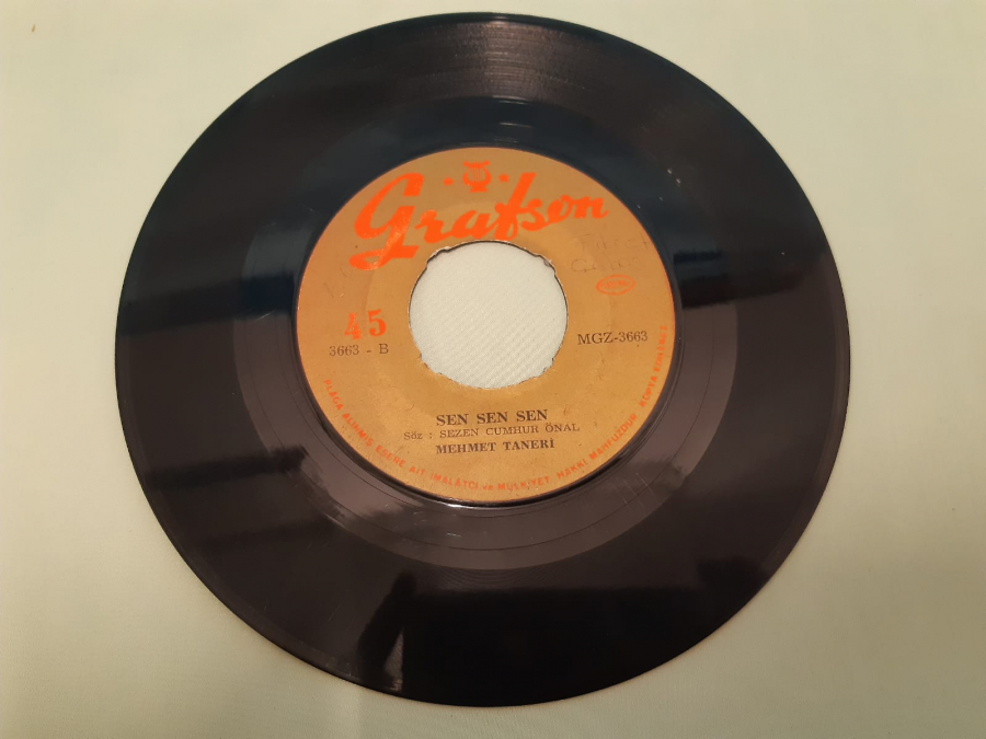 GRAFSON PLAK MEHMET TANERİ SEN SEN SEN , BU SON GECEMİZ 45 LİK YERLİ PLAK 