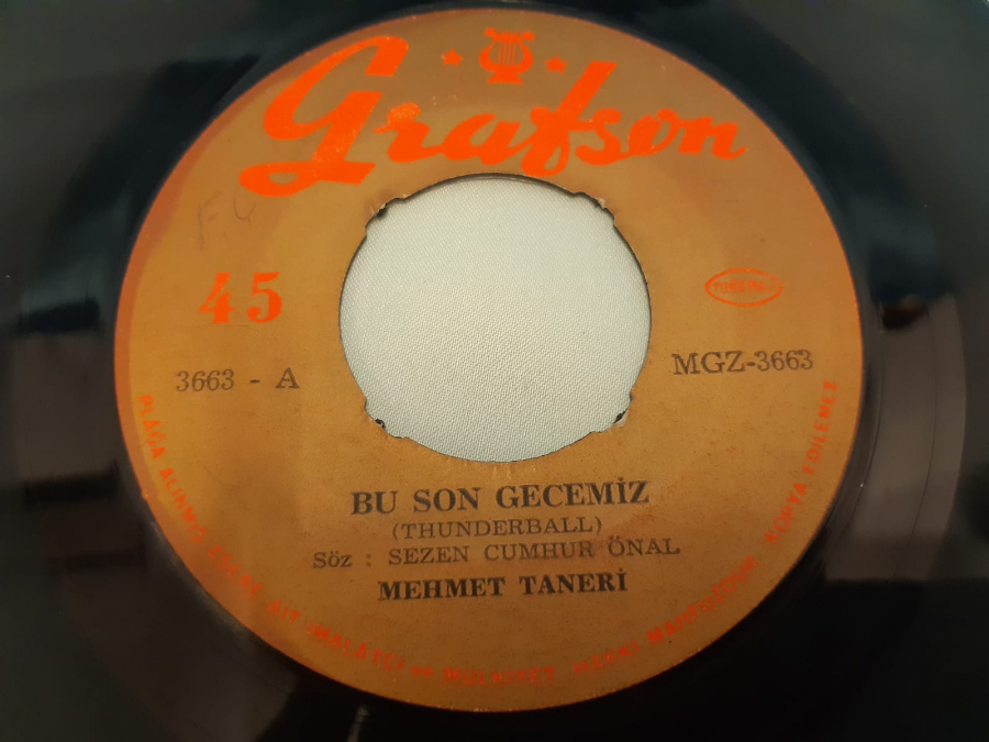 GRAFSON PLAK MEHMET TANERİ SEN SEN SEN , BU SON GECEMİZ 45 LİK YERLİ PLAK 