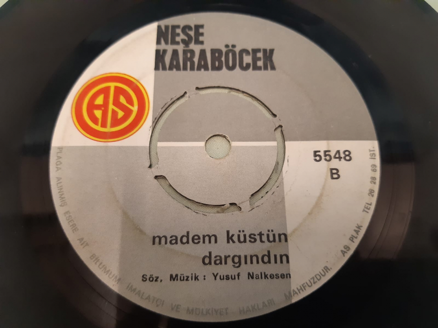 NEŞE KARA BÖCEK YORGUN GÖNÜLLER , MADEM KÜSTÜN DARGINDIN 45 LİK YERLİ PLAK 