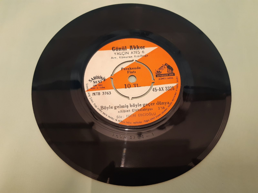 SAHİBİN SESİ PLAK GÖNÜL AKKOR SANA BEN KULUM , BÖYLE GELMİŞ BÖYLE GEÇER DÜNYA 45 KİL YERLİ PLAK 