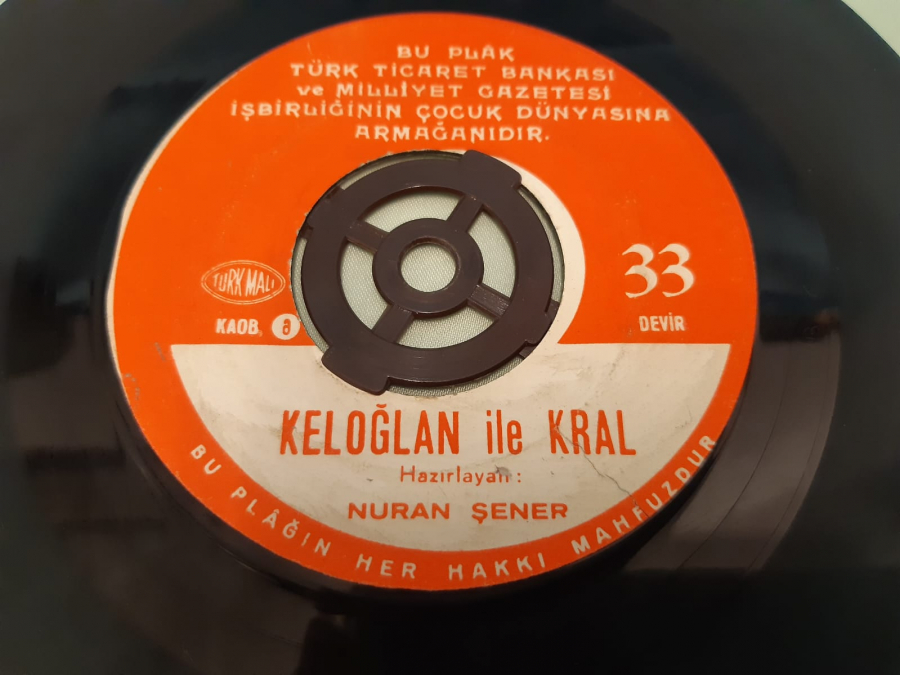 TÜRK MALİ PLAK NURAN ŞENER TOMBİŞ İLE TOTOŞ , KEL OĞLAN İLE KRAL 45 LİK YERLİ PLAK 