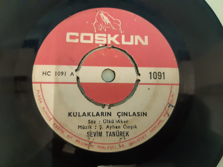 COŞKUN PLAK SEVİM TANÜREK BEN GAMLI HAZAN , KULAKLARIN ÇINLASIN 45 LİK YERLİ PLAK 