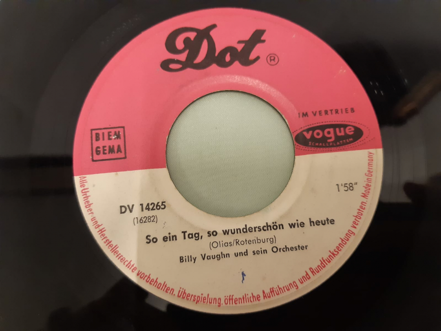 DOT PLAK BİLLY VAUGHN UND SEİN ORCHESTER FAREWELL MY DARLİNG , GOODBYE SO EİN TAG, SO WUNDERCHÖN WİE HEUTE 45 LİK YABANCI PLAK 