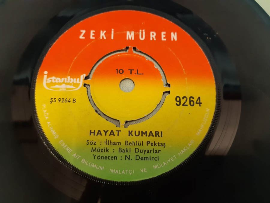 İSTANBUL PLAK ZEKİ MÜREN MAHPUSHANE , HAYAT KUMARI 45 LİK YERLİ PLAK 