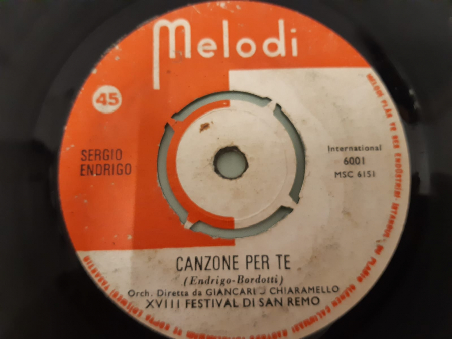 MELODİ PLAK ENDRİGO CANZONE PER TE , IL PRIMO BICCHIERE DI VINO 45 LİK YABANCI PLAK 