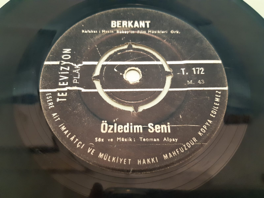 TELEVİZYON PLAK BERKANT SAMANYOLU , ÖZLEDİM SENİ 45 LİK YERLİ PLAK 