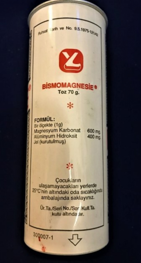 BİSMOMAGNESİE ALİMÜNYÜM TOZ İCERSİ BOŞ İLAC KUTUSU 