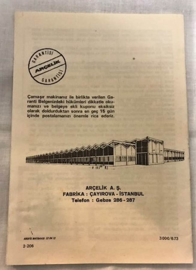 ARCELİK ARY 7 CAMAŞIR MAKİNASI KULLANMA KLAVUZU