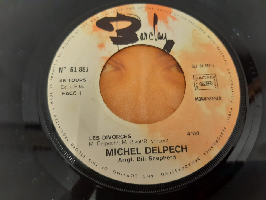 MICHEL DELPECH LES DIVORCES , LE PETIT ROUQUIN 45 LİK YABANCI PLAK 