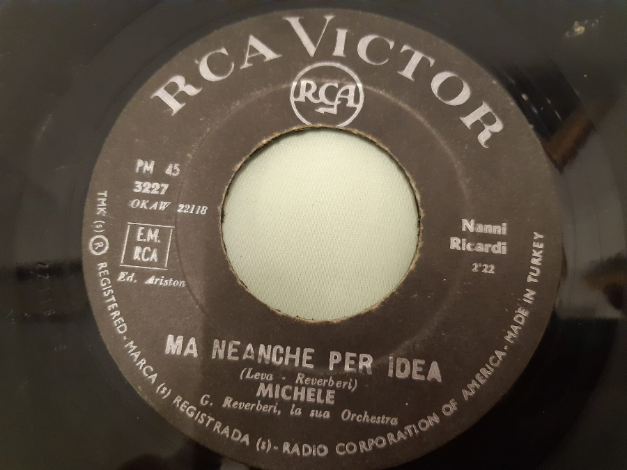 RCA VICTOR PLAK MICHELE RIDI , MA NEANCHE PER IDEA 45 LİK YABANCI PLAK 