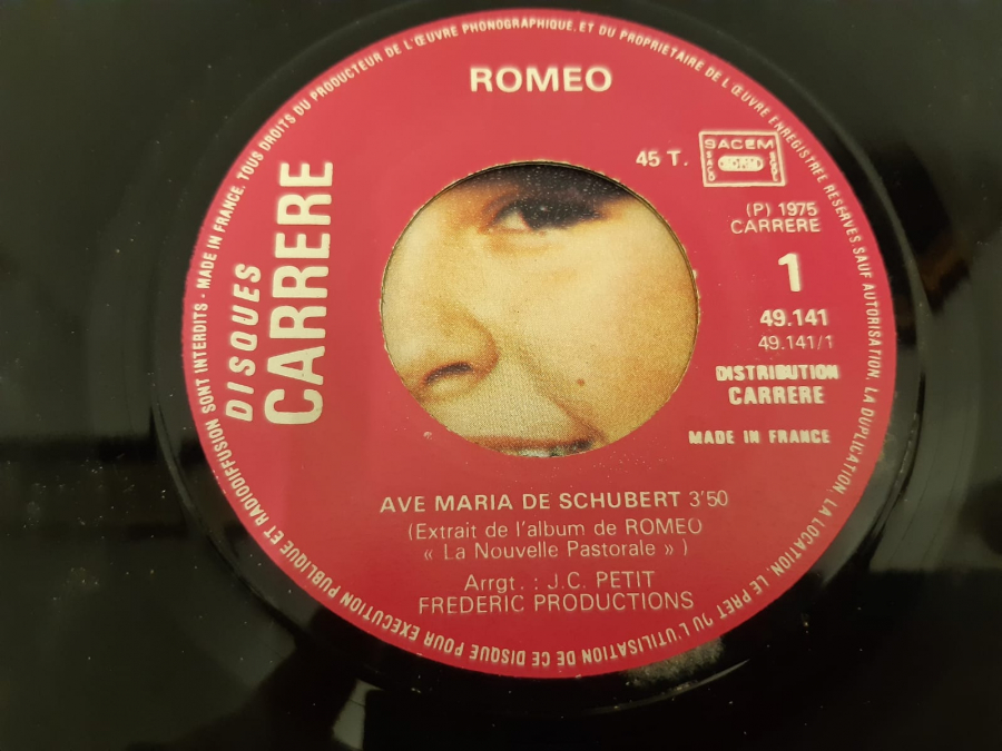 ROMEO FREDERIC PRODUCTIONS . AVE MARIA DE SCHUBERT  45 LİK YABANCI PLAK 