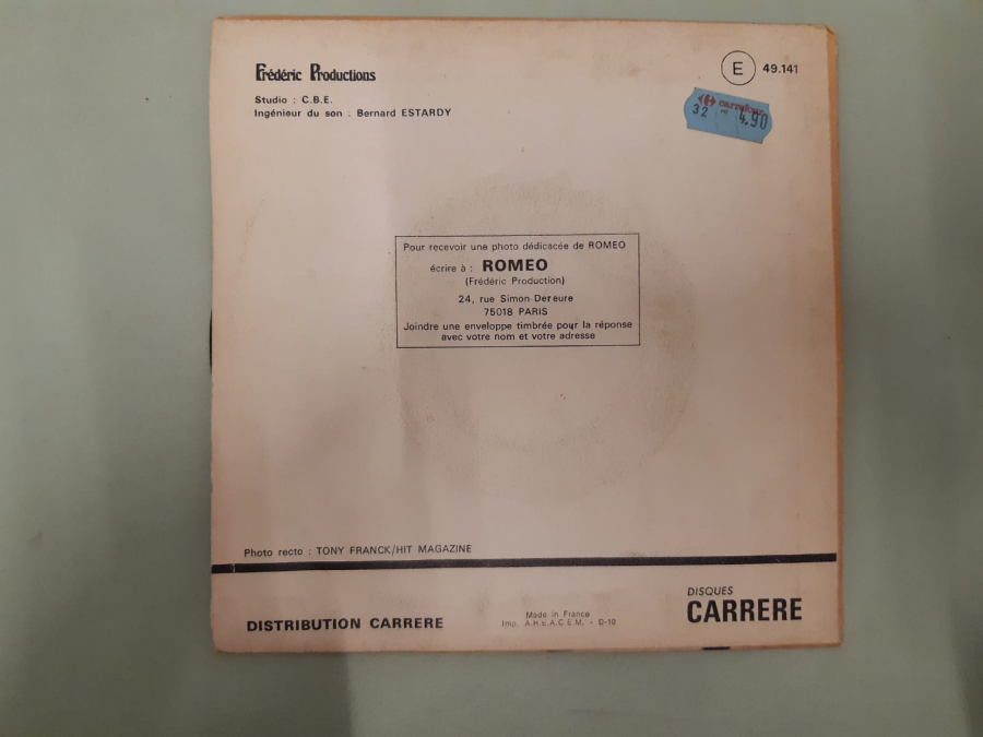 ROMEO FREDERIC PRODUCTIONS . AVE MARIA DE SCHUBERT  45 LİK YABANCI PLAK 