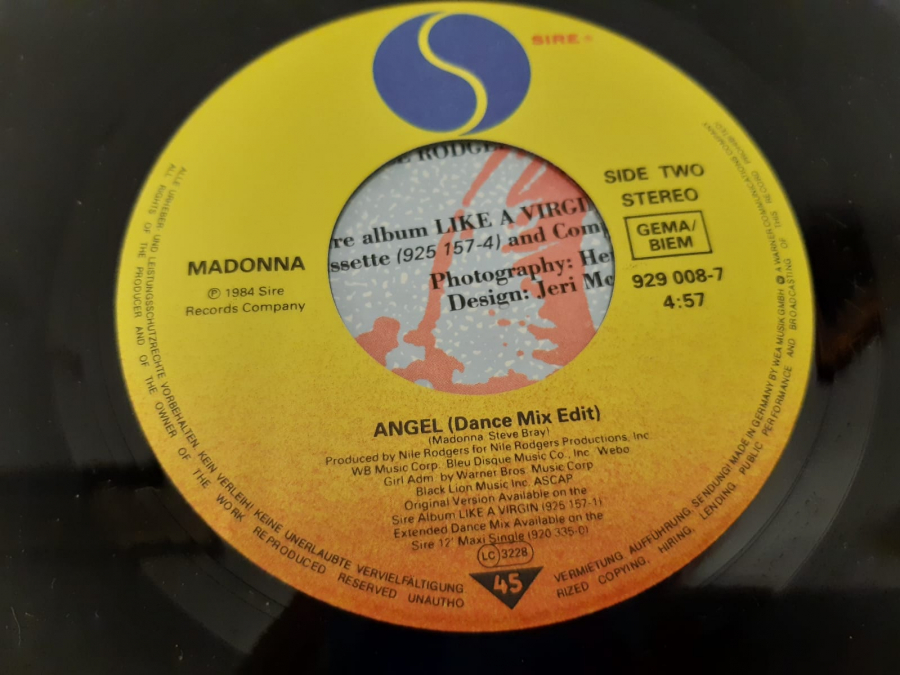 SIDE ONE SRETEO PLAK MADONNA ANGEL 45 LİK YABANCI PLAK 