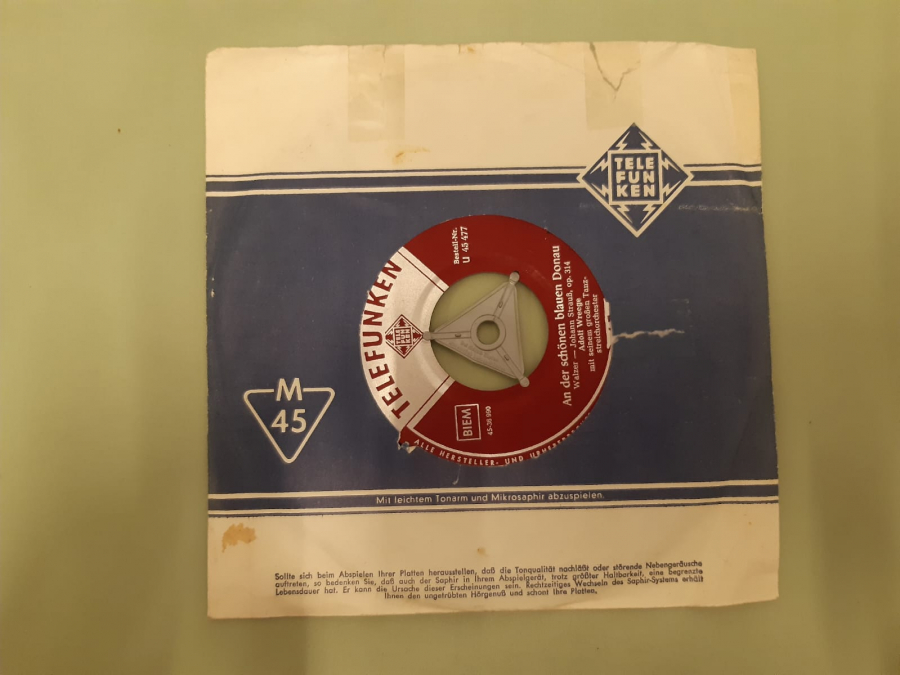 TELEFUNKEN PLAK ADOLF WREEGE KAİSER - WALZER AN DER SCHÖNEN BLAUEN DONAU 45 LİK YABANCI PLAK 