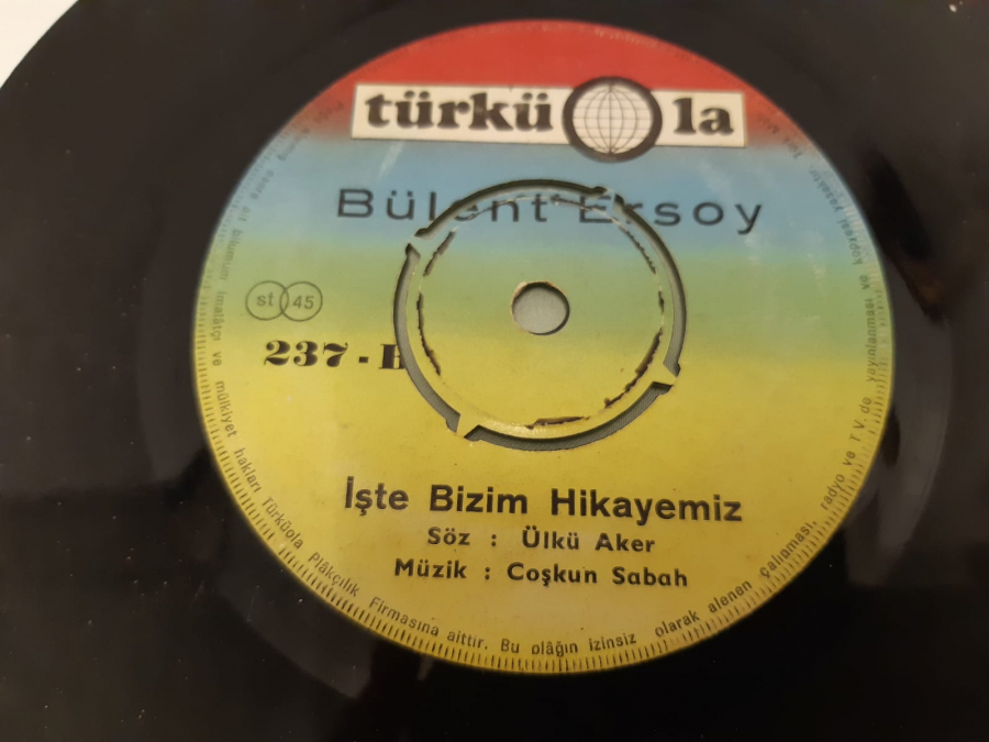 TÜRKÜ LA BÜLENT ERSOY BEDDUA , İŞTE BİZİM HİKAYEMİZ 45 LİK YERLİ PLAK 