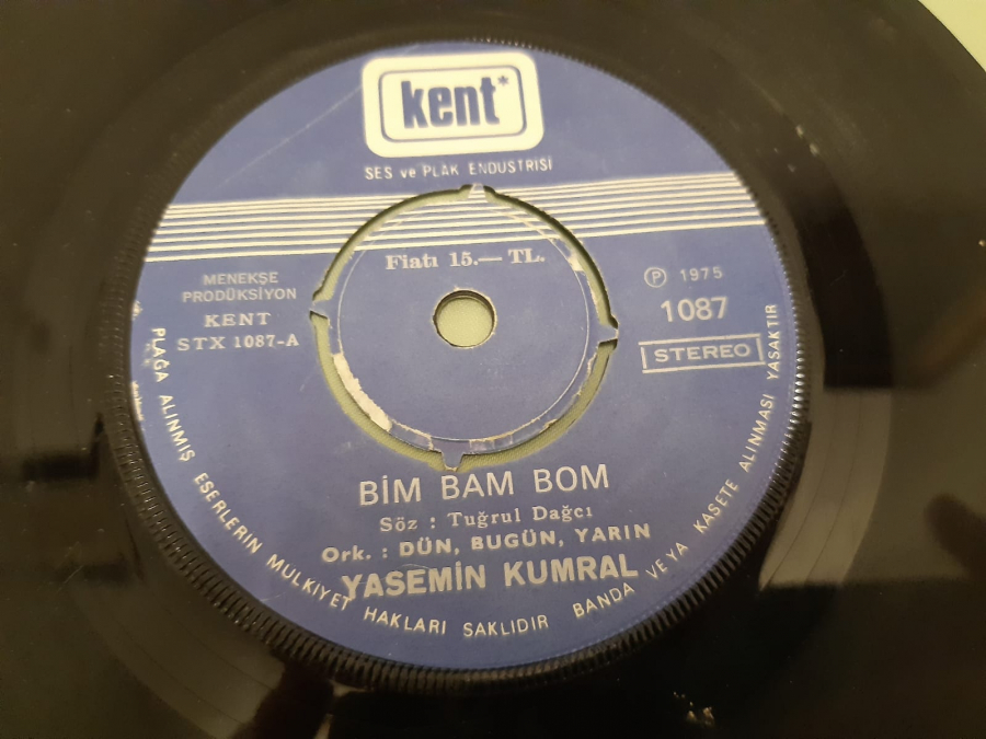 YASEMİN KUMRAL BİM BAM BOM , OLMAZMI OLMAZMI 45 LİK YERLİ PLAK 