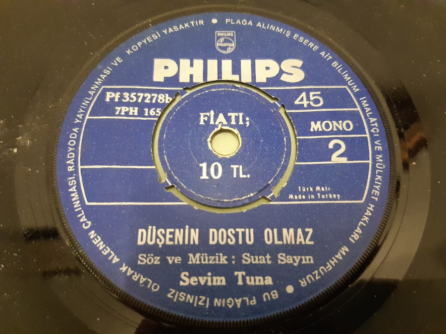 SEVİM TUNA DÜŞENİN DOSTU OLMAZ , BAĞDAT YOLUNDA 45 LİK YERLİ PLAK 