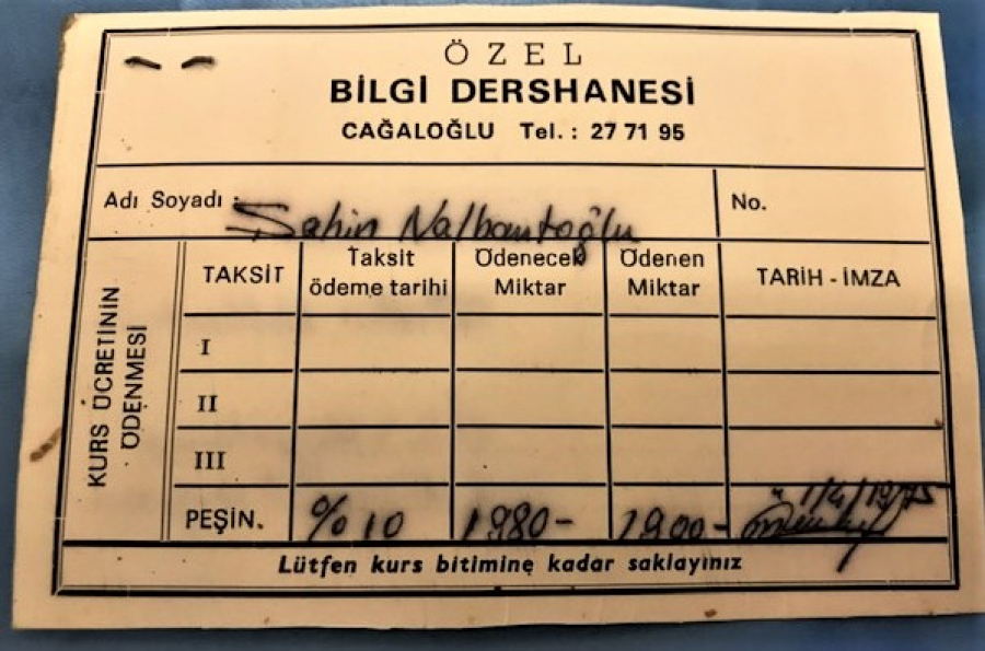 ÖZEL BİLGİ DERSANESİ CAGALOGLU KURS 1975 PASOSU