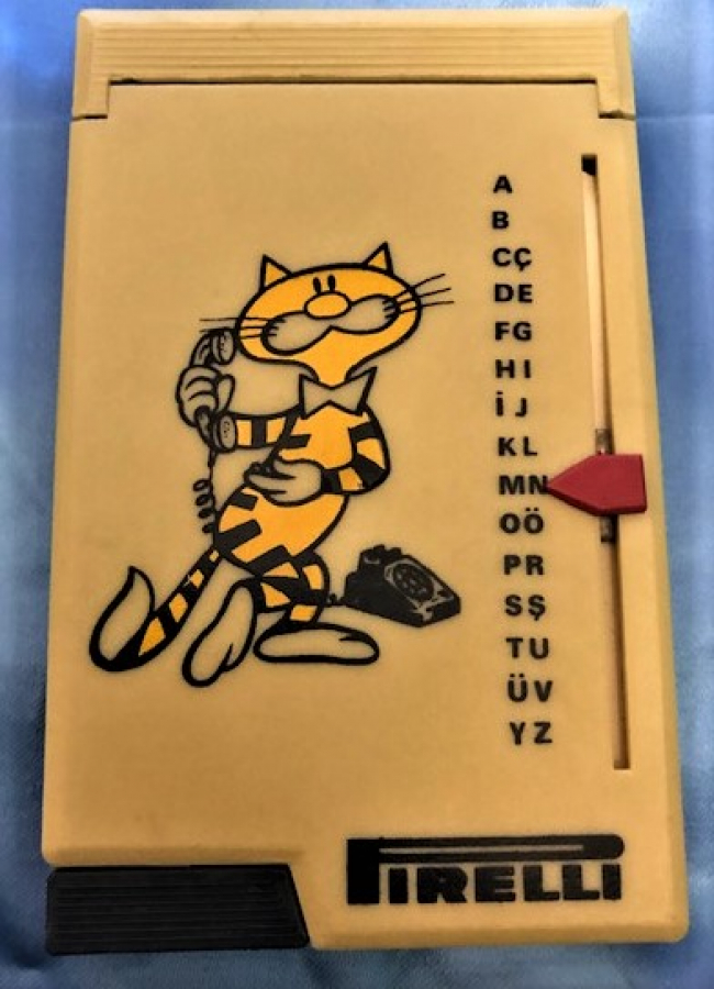 PIRELLİ REKLAMLI EŞANTİYONU HEDİYESİ OTOMATİK HARF SECMELİ MEKANİK TELEFON NOT REHBERİ FİHRİST REHBER