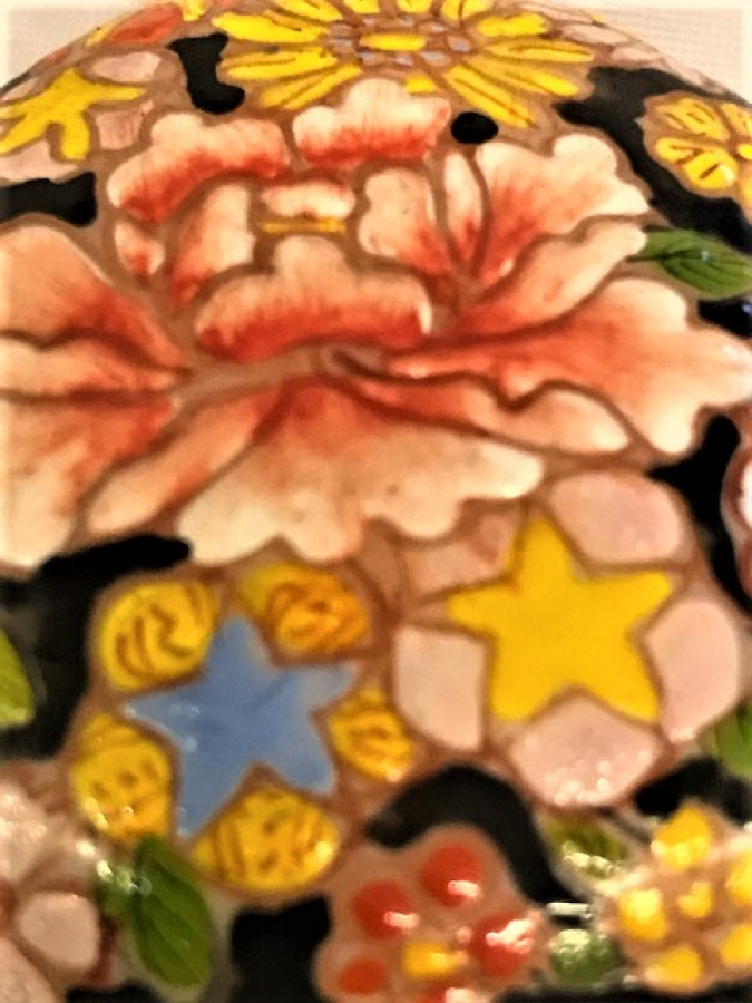 KAPAKLI PARFUM ŞİŞESİ OPALİN ÜZERİ EL İŞLEME HER TARAFI  MİNELİ ÜZERİ  KOMPLE RESİM CİCEK BUKETLERİ DEMETİ