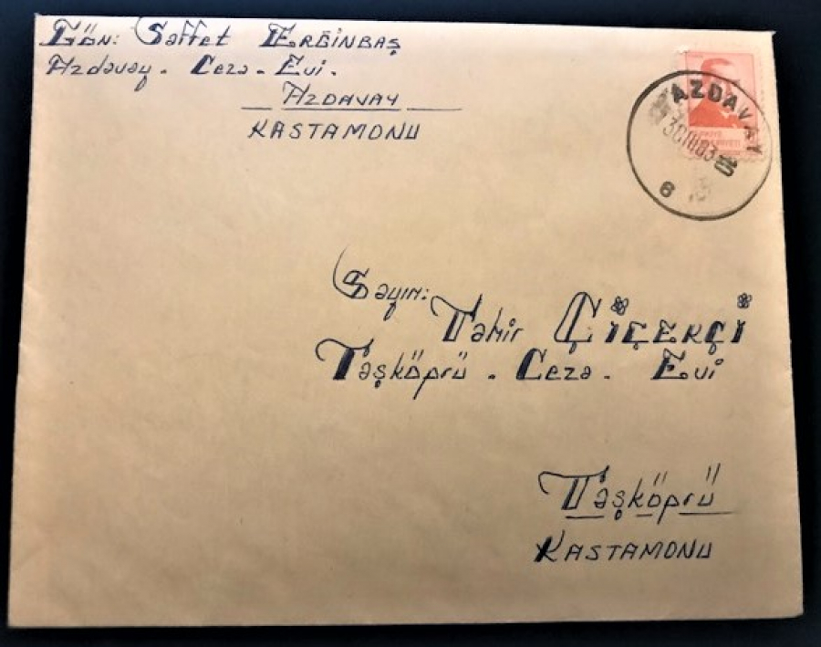 AZDAVAY CEZA EVİNDEN TAŞKÖPRÜ CEZA EVİNE MEKTUP 1983 TARİHLİ HAPİSHANE