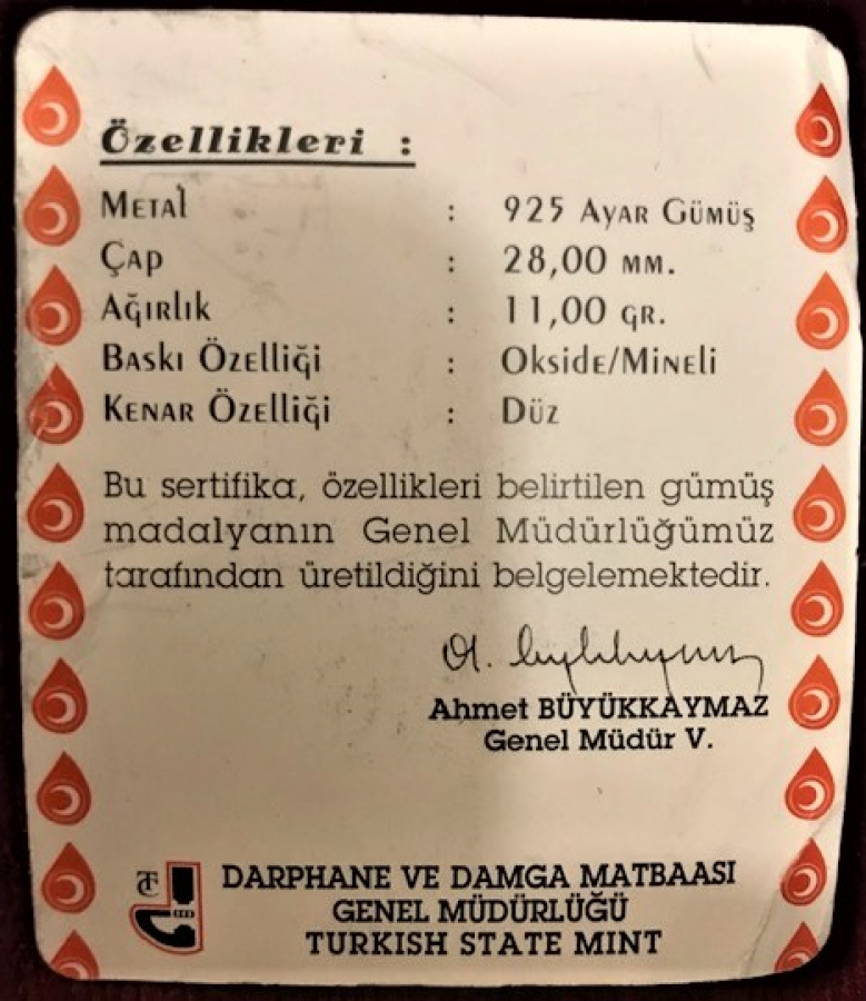 KAN BAGIŞLAYANLARA VERİLEN GÜMÜŞ KIZILAY  MADALYA