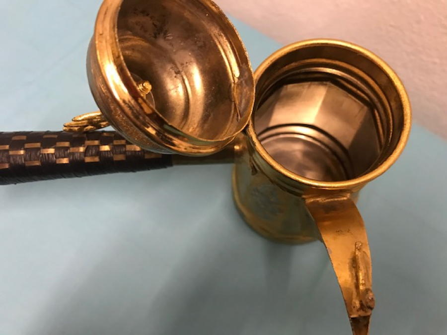 SAPLI MIRRA SARI ÜZERİ EL KALEM İŞCİLİKLİ CEZVE 