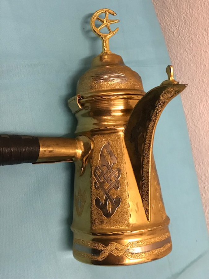 SAPLI MIRRA SARI ÜZERİ EL KALEM İŞCİLİKLİ CEZVE 