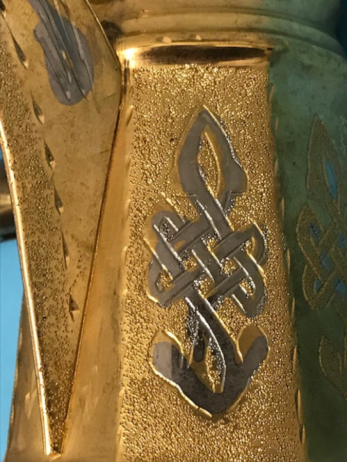 SAPLI MIRRA SARI ÜZERİ EL KALEM İŞCİLİKLİ CEZVE 