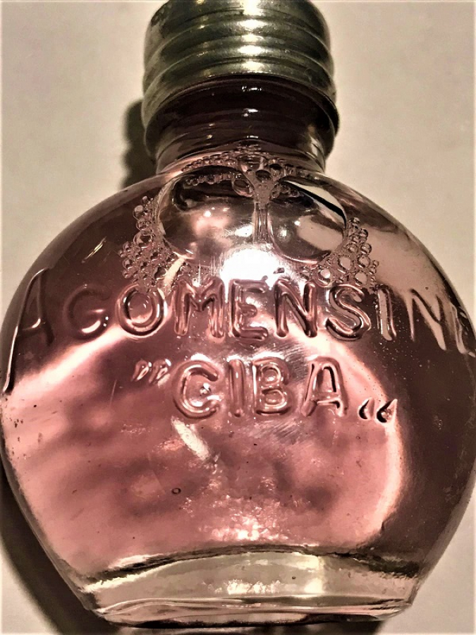 AGOMENSİNE CIBA PARFUM KAPAKLI CAM ŞİŞE 1927