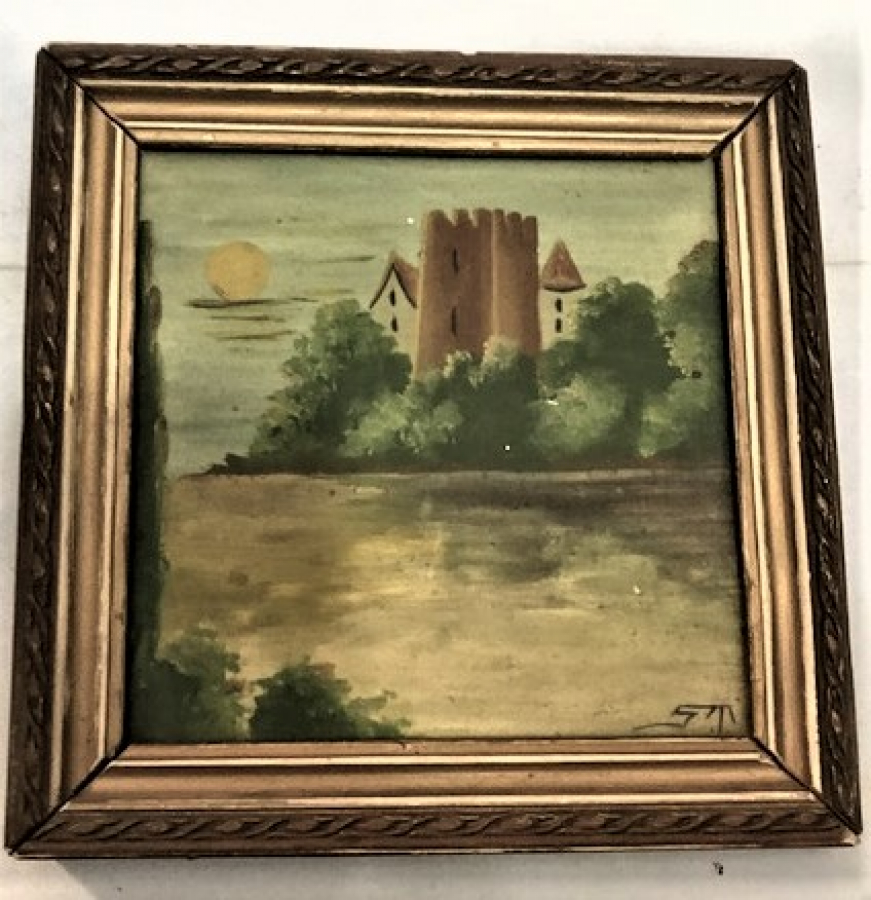 FAYANS ÜZERİNE YAPILMIŞ BİR CALIŞMA  YAGLI BOYA CALIŞMASI ST İMZALI