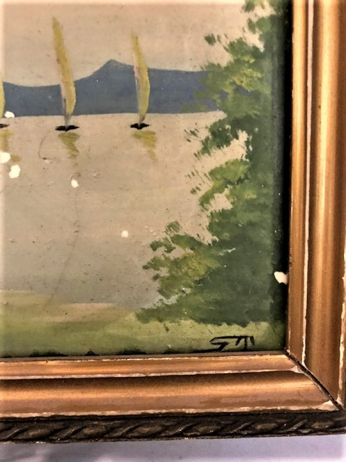 FAYANS ÜZERİNE YAGLI BOYA CALIŞMASI ST İMZALI