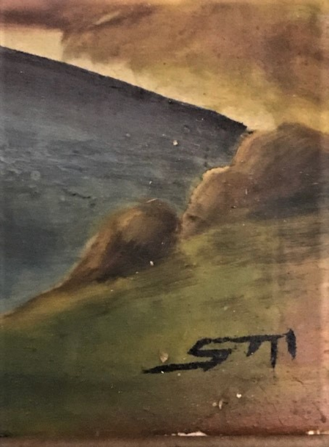 FAYANS ÜZERİNE YAPILMIŞ BİR  YAGLI BOYA CALIŞMASI ST İMZALI