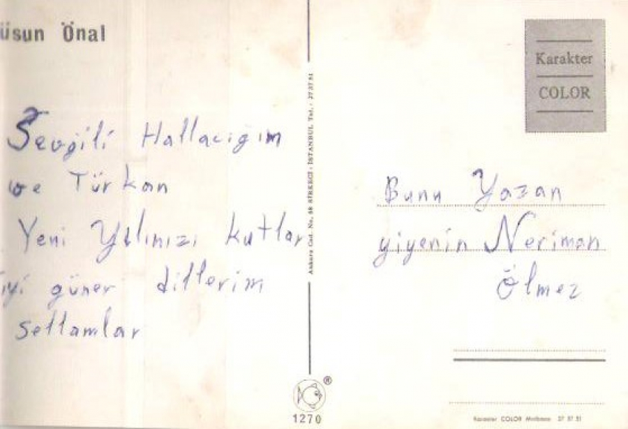 FUSÜN ÖNAL SANATCI  RENKLİ KARTPOSTAL ARKASI YAZILMIŞ 10X15 CM ÖLCÜLERDE