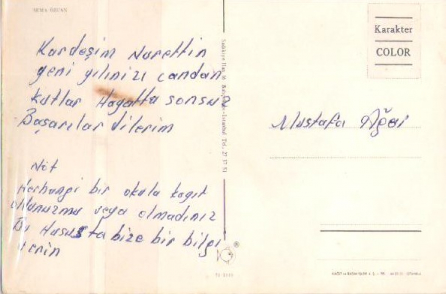 SEMA ÖZCAN SANATCI  RENKLİ KARTPOSTAL ARKASI YAZILMIŞ 10X15 CM ÖLCÜLERDE