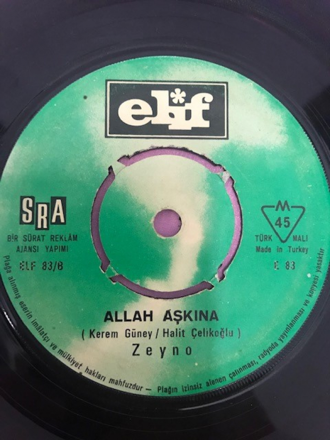 ZEYNO ALLAH AŞKINA-MAHPUS 45 LİK YERLİ PLAK 