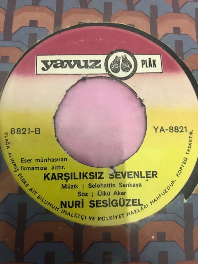 NURİ SESİGÜZEL KARŞILIKSIZ SEVENLER-DUNYA AHRET BACIMSIN 45 LİK YERLİ PLAK  