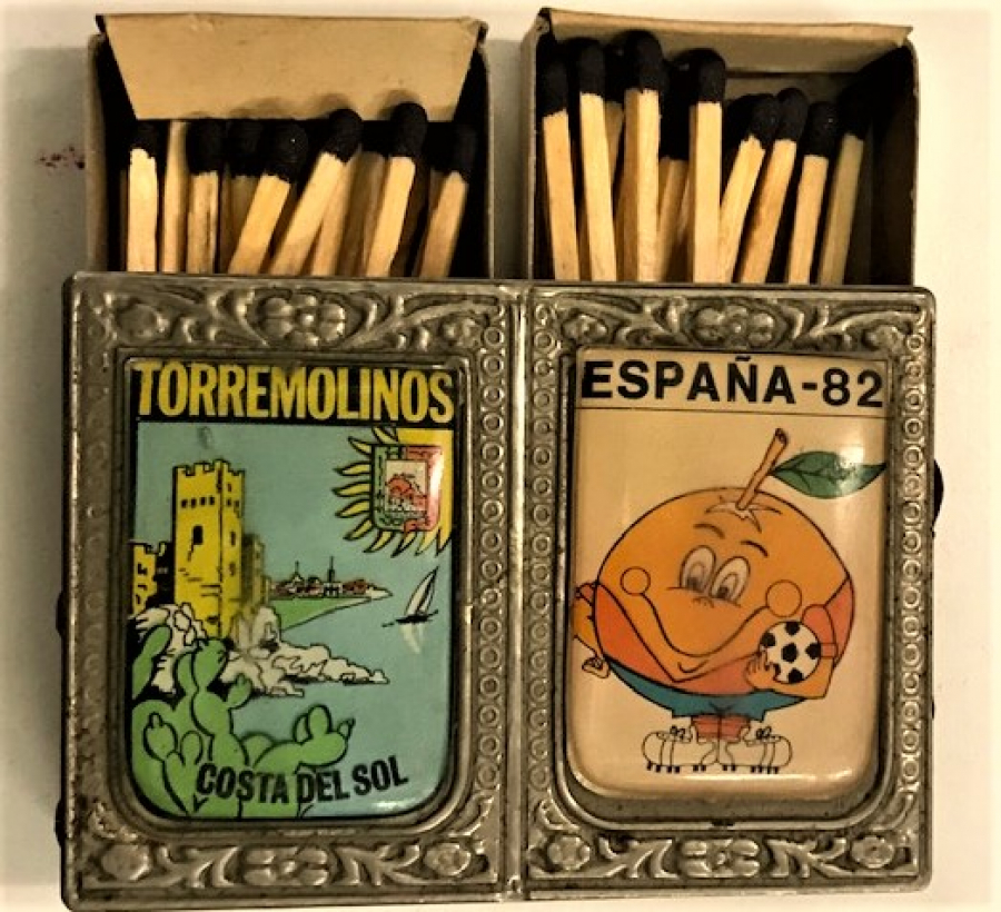 TORREMOLİNOS COSTA DEL SOL ESPANA 82 FUTBOL TURNUVASI TEMALI CİFTLİ KİBRİT KUTUSU