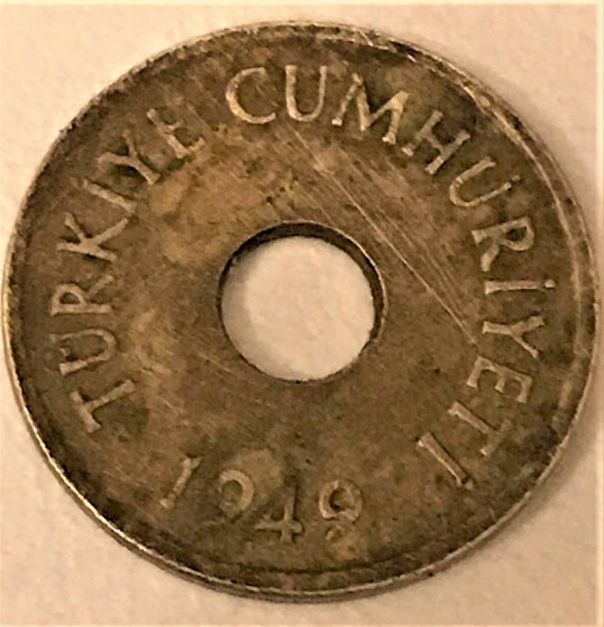 5. EMİSYON METAL 1949 DELİKLİ 1 KURUŞ 