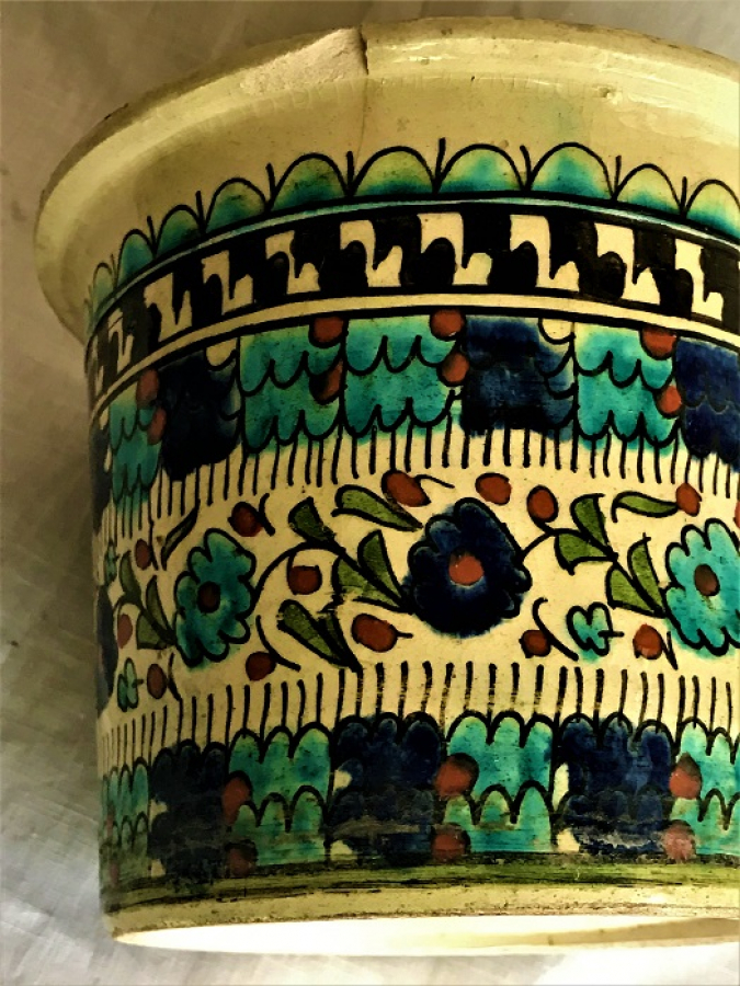 KUTAHYA CİNİ EL İŞCİLİKLİ CİCEK SAKSI