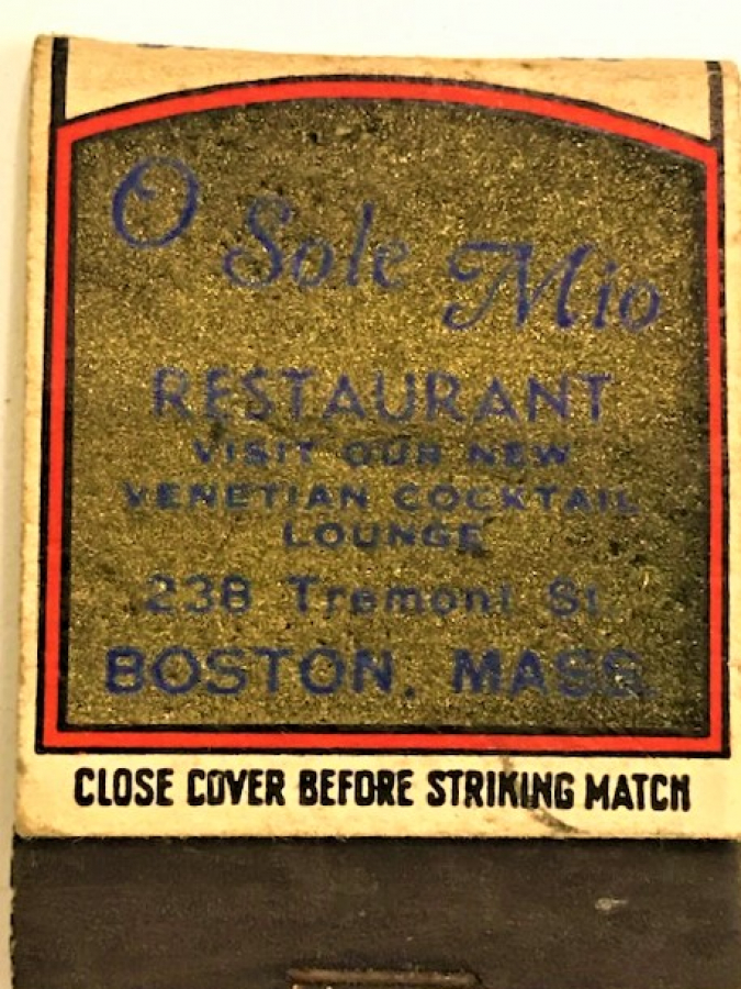 SOLE MİO RESTAURANT USA BOSTON KARTON KİBRİT 