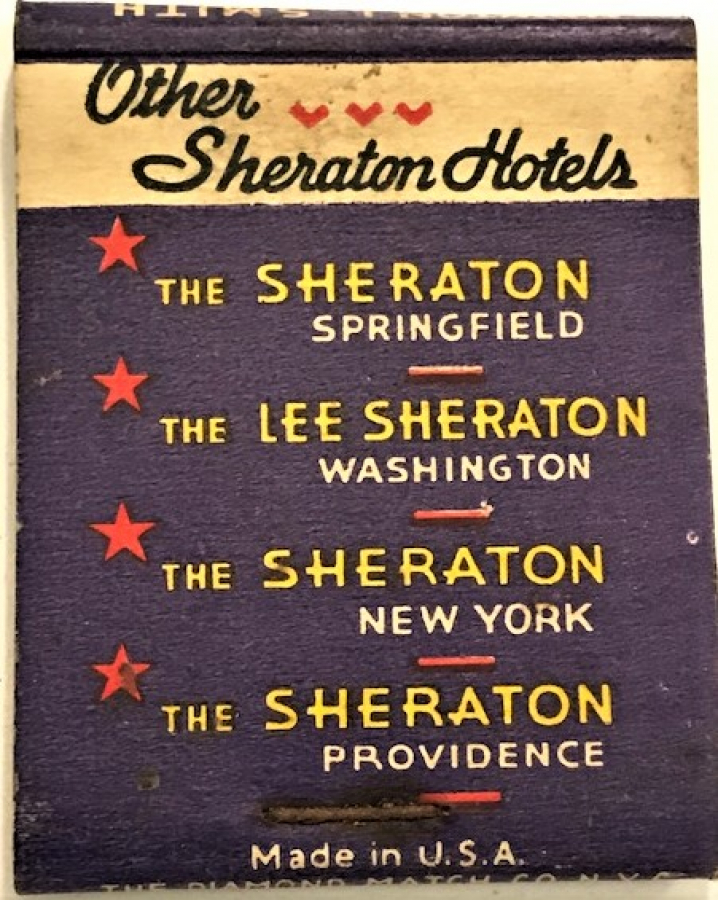 USA HOTEL SHERATON REKLAMLIN KARTON KİBRİT