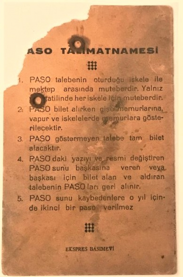 ŞİRKETİ HAYRİYE İLK ORTA LİSE TALEBELERİNE MAHSUS 1940 1941 PASO