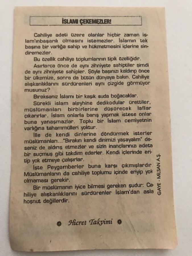 17 MART 1993 CARŞAMBA GÜNÜNE AİT TAKVİM YAPRAGI