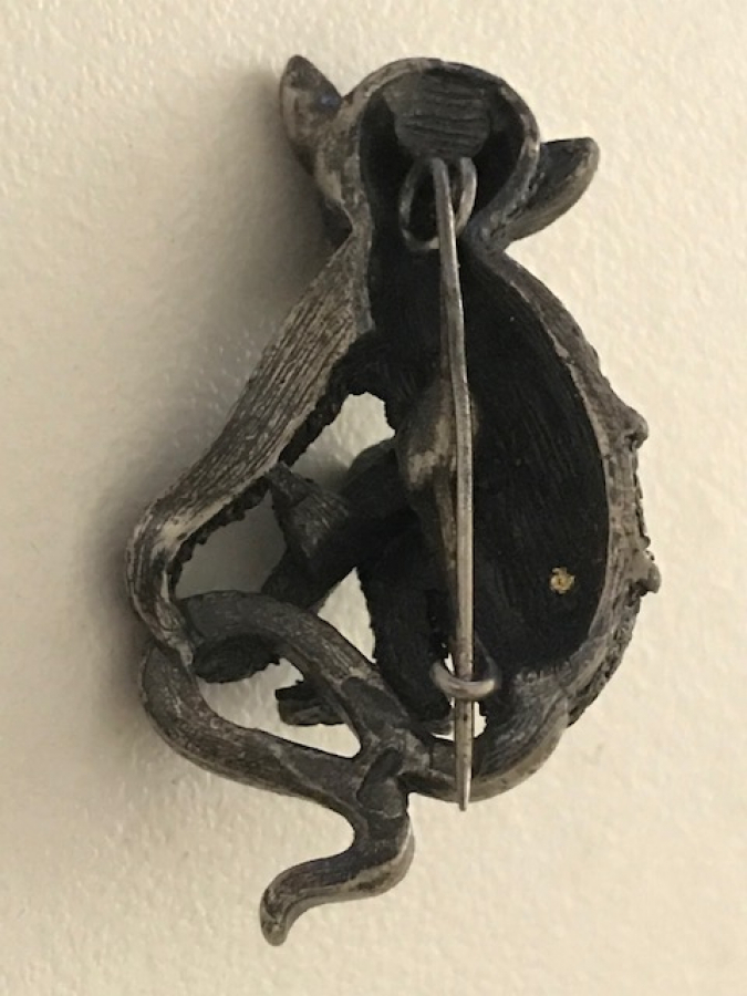 GÜMÜŞ MAYMUN YAKA İGNESİ 3.5 CM BOYUNDA 