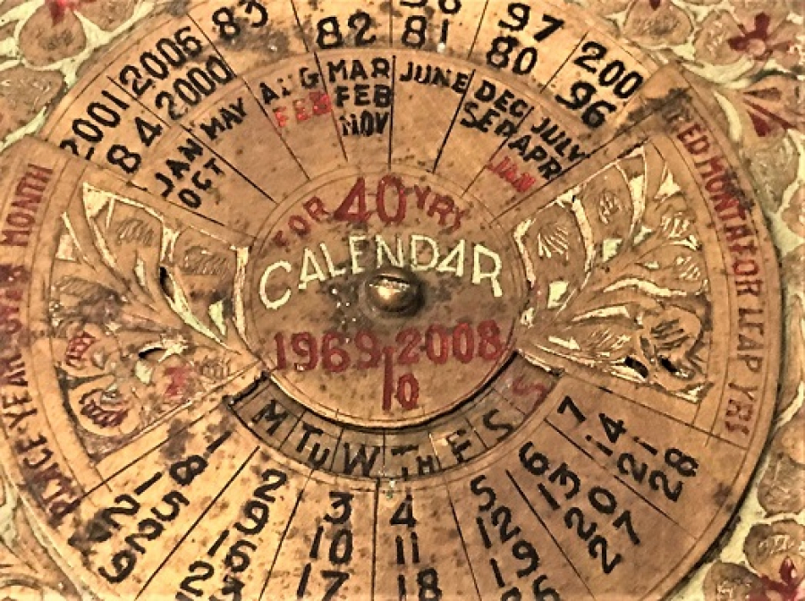MİNELİ CALENDER 1968 2008 40 YIL MEKANİK BRONZ TAKVİM FOR 40 YRS 
