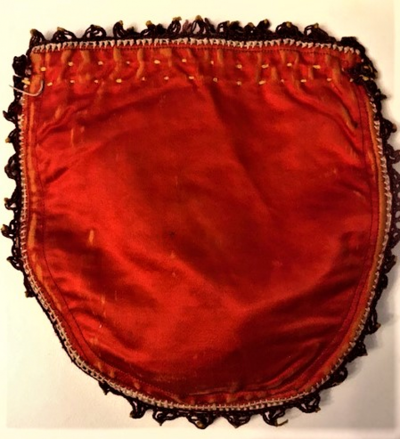 OSMANLI KESE EL İGNE OYA İŞİ İPEK KIRMIZI PARA KESESİ 