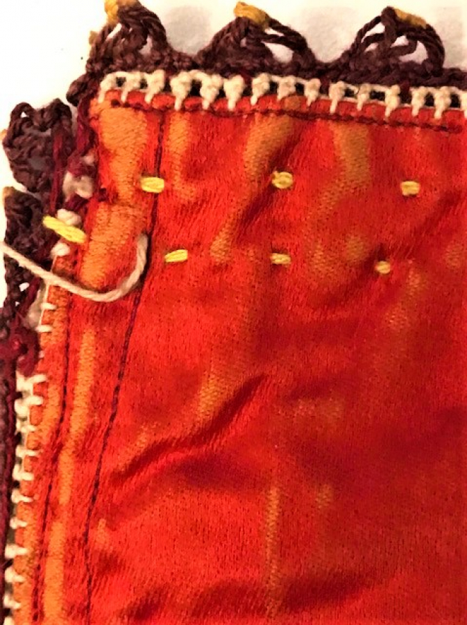 OSMANLI KESE EL İGNE OYA İŞİ İPEK KIRMIZI PARA KESESİ 